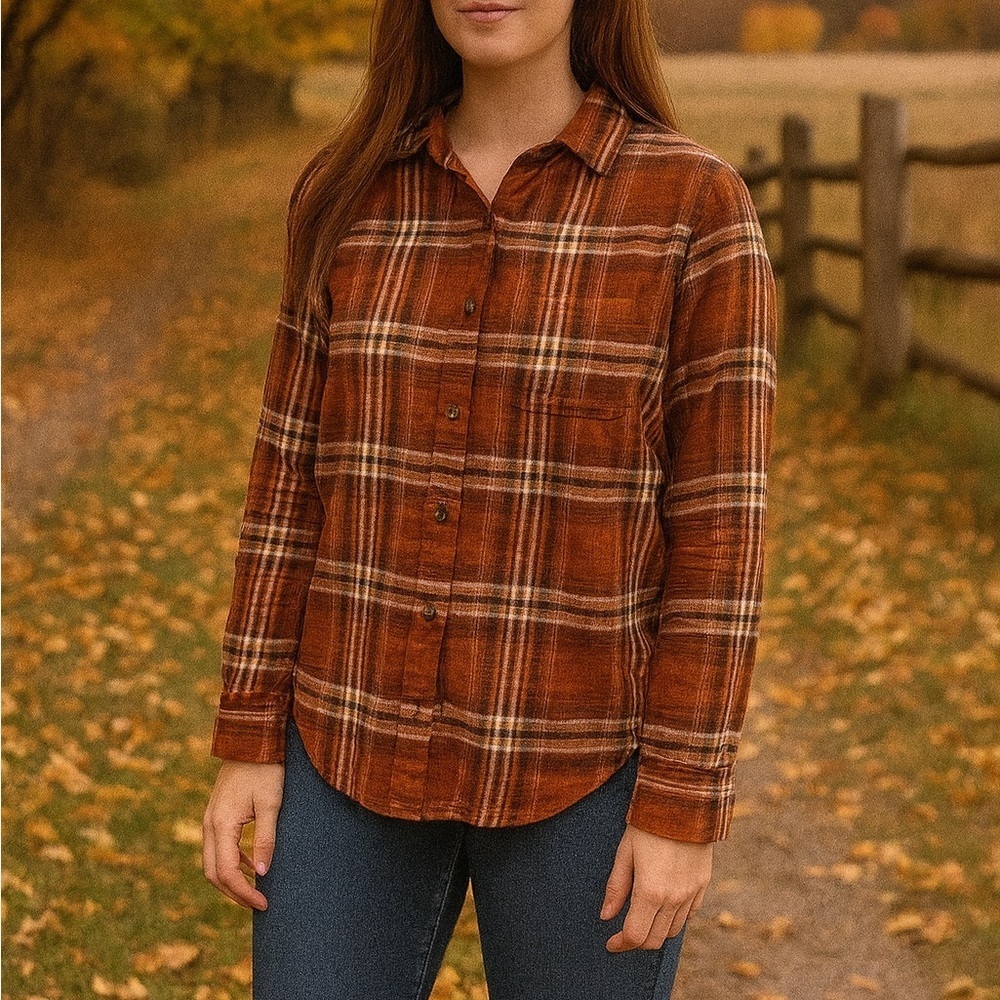 Hollister Brown Plaid Button-Down Shirt - Picture 2 of 5